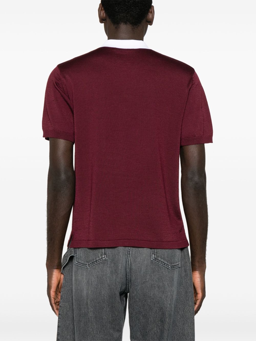 Burgundy Sun polo shirt Wales bonner - men - WALES BONNER Burgundy Sun polo shirt Wales bonner - men - WALES BONNER